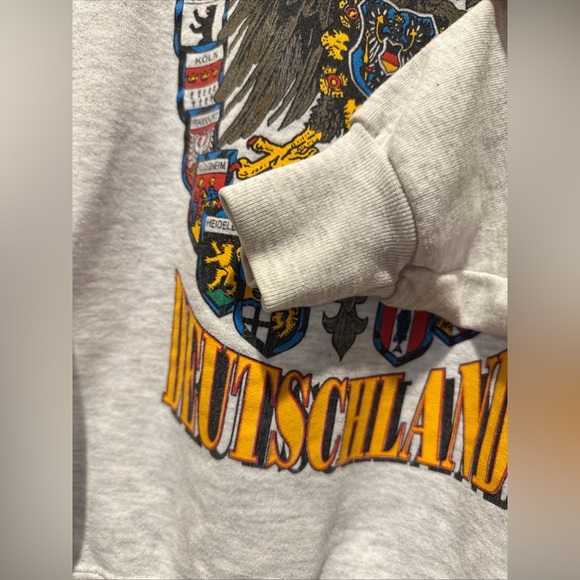 VTG Jerzees Germany Crewneck Sweatshirt Adult L 90s Reichsadler Eagle Printed - Picture 7 of 10